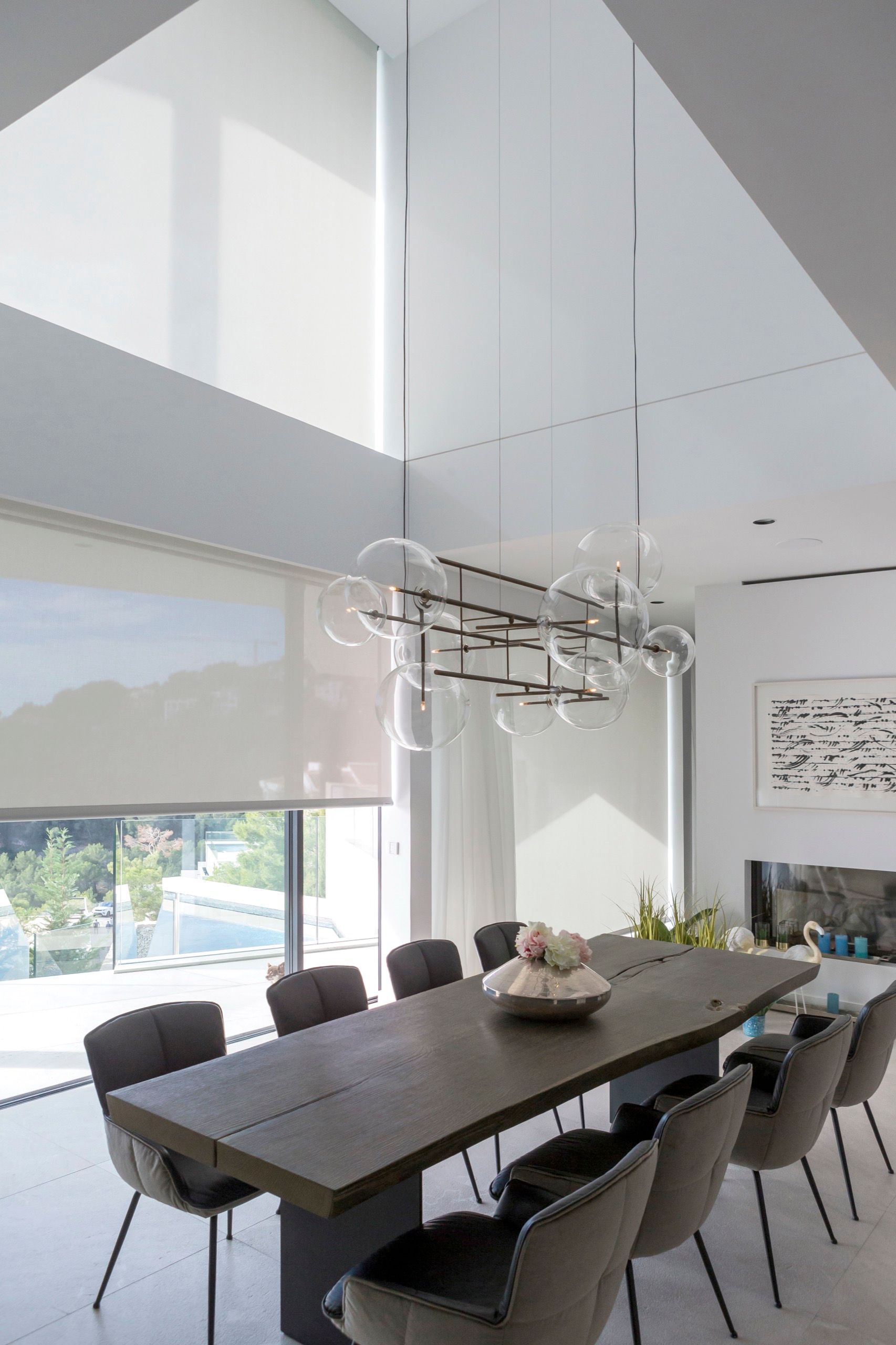 Living room with roller blinds fitted in Costa d'en Blanes, Mallorca
