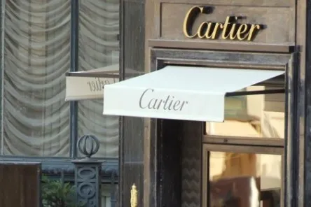 Awning screen-printed with the Cartier logo