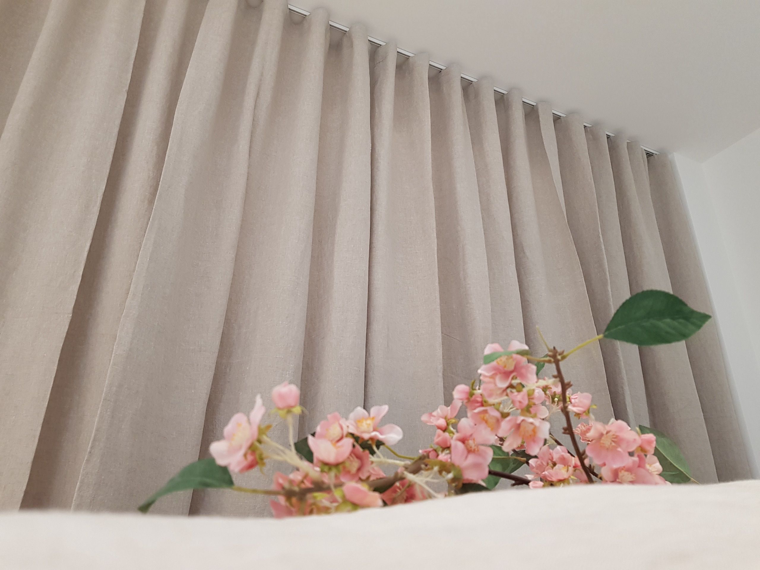 Traditional linen curtain in an apartment in Palma, Mallorca
