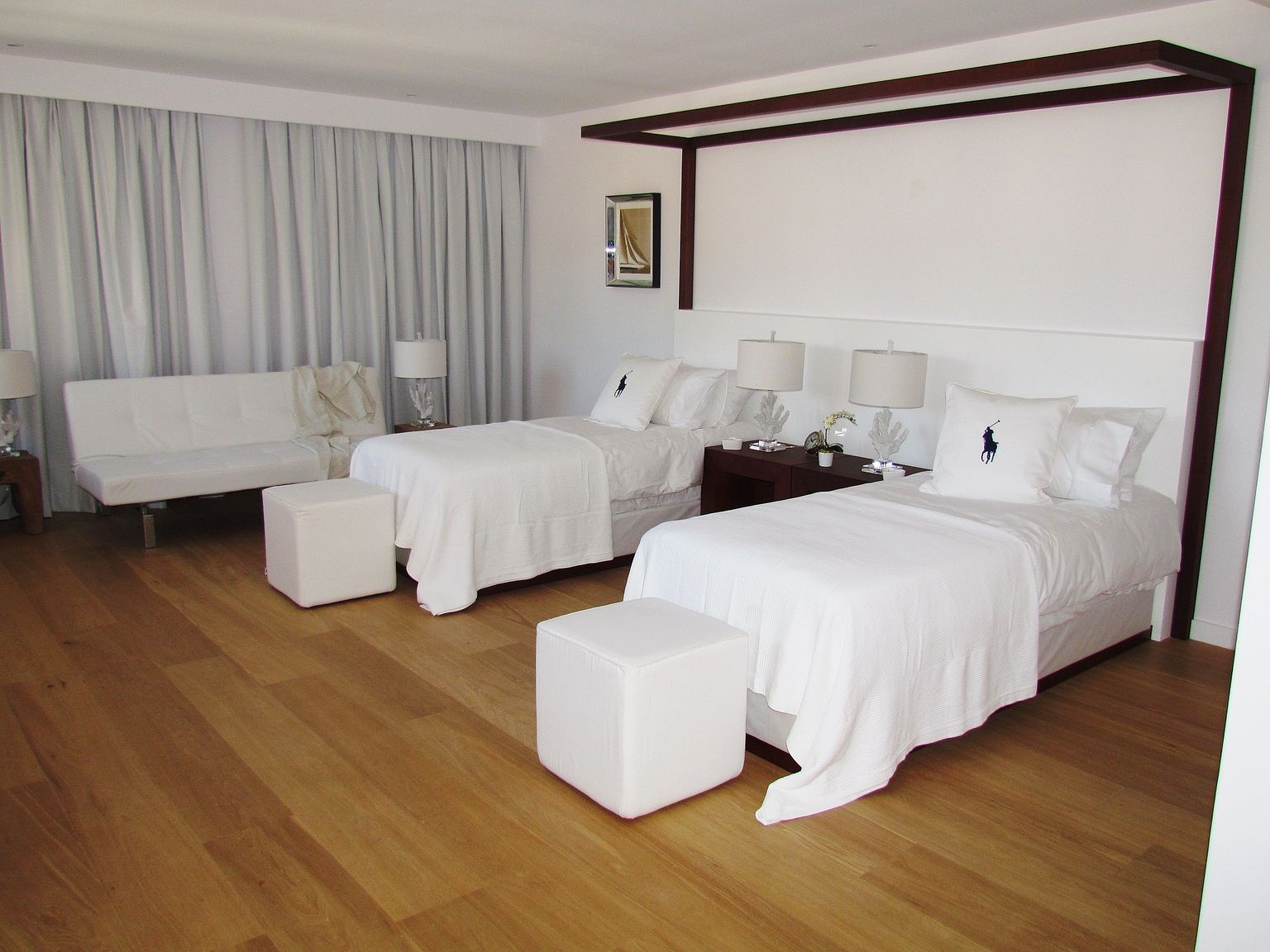 Traditional black-out curtains fitted in a bedroom in Bendinat, Mallorca