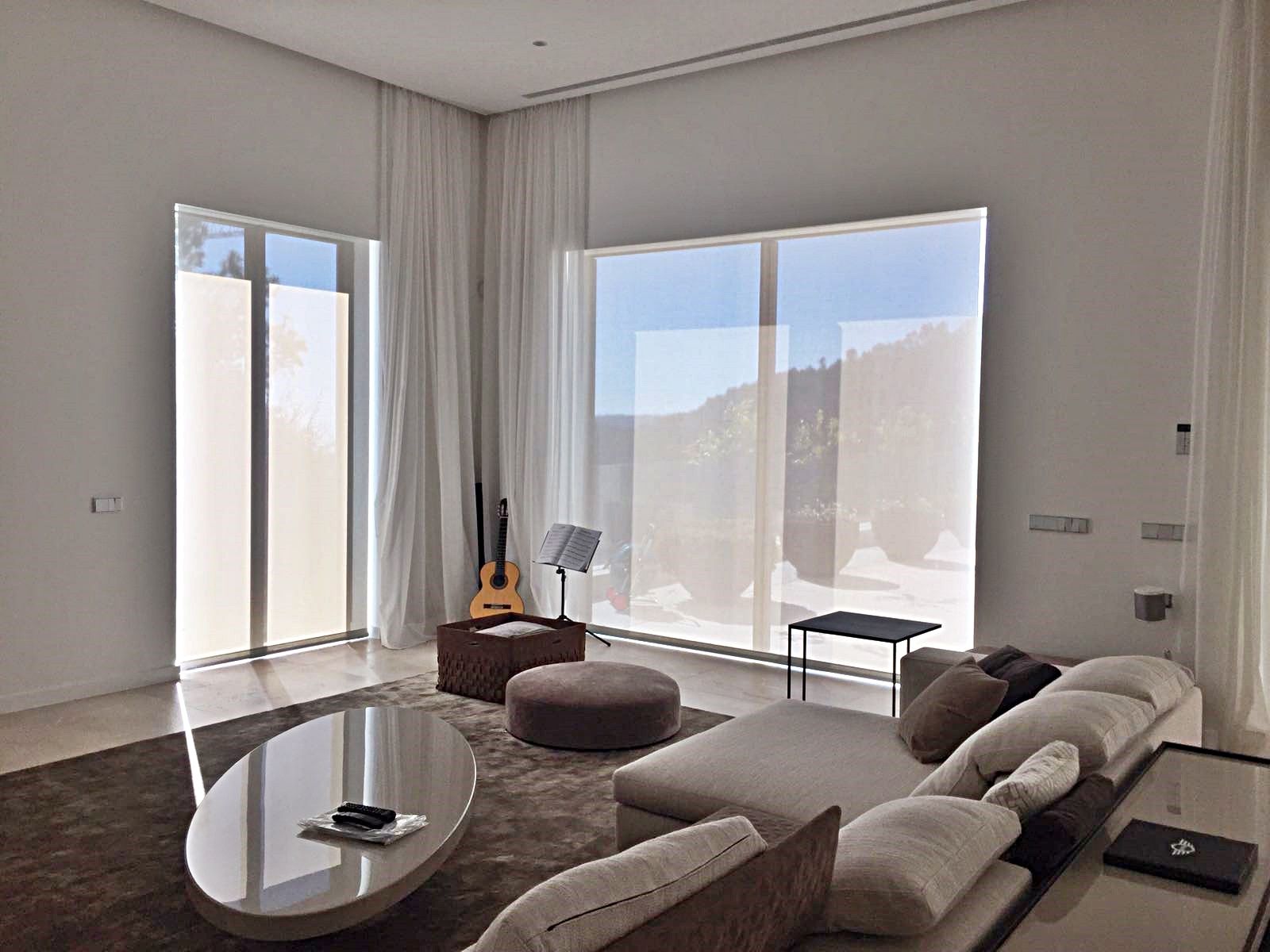 Bandalux roller blind with Polyscreen fabric in a home in Son Vida, Mallorca