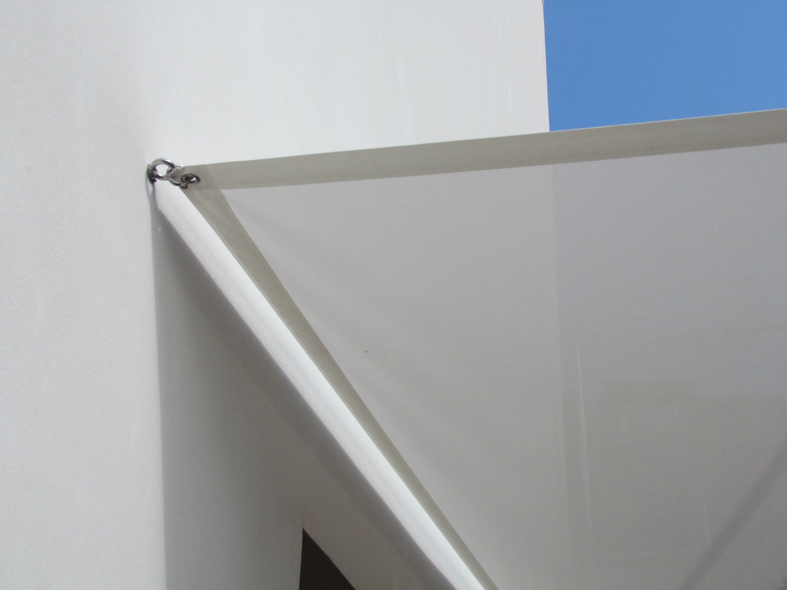 Shade sail corner detail in Puerto de Andratx, Mallorca