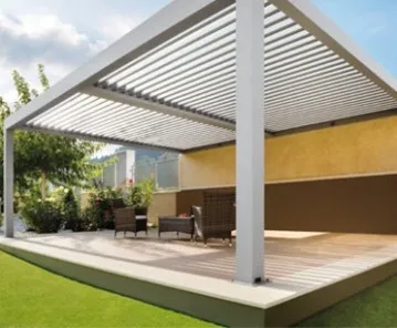 Bioclimatic pergola with adjustable slats installed on a terrace