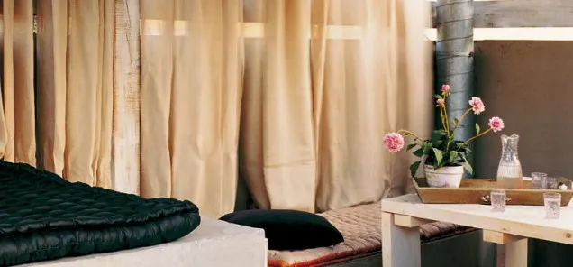 Traditional curtain in a rustic setting