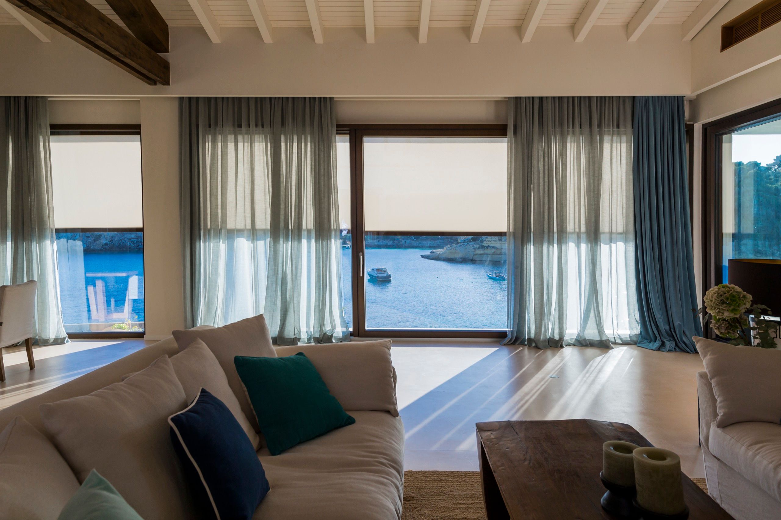 Traditional curtain matching natural furniture in Portals Vells, Mallorca