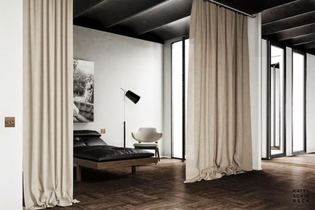 Separación de espacios con cortinas